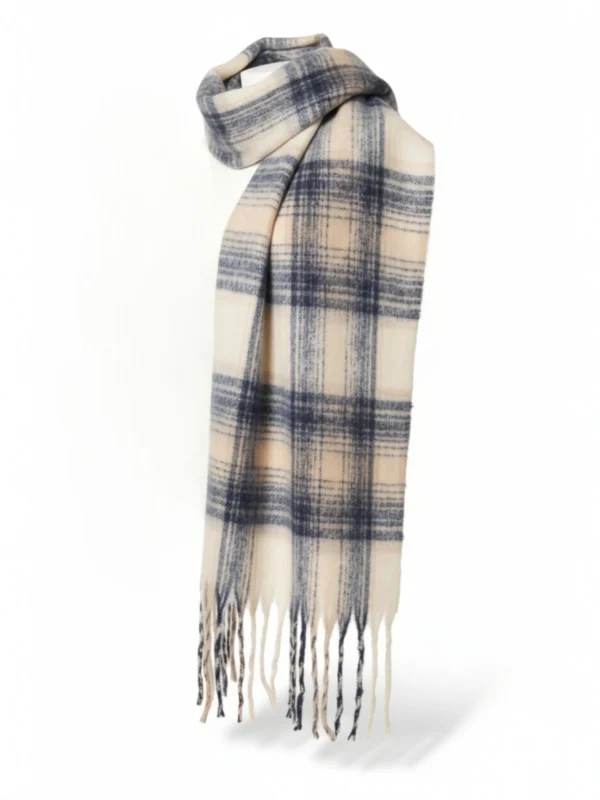 Fluffy Knit Tartan Scarf