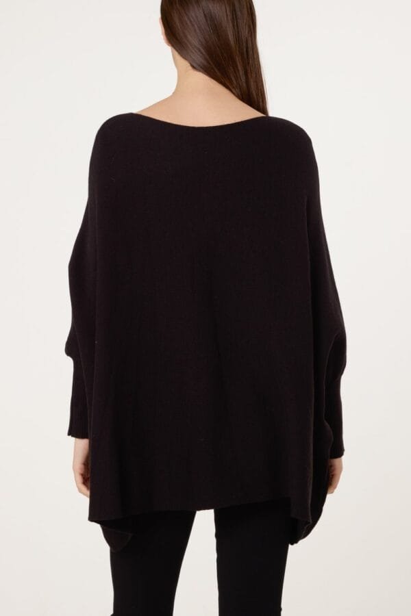 2026/02/1000390152.jpg Batwing Sleeve Ribbed Cuff Jumper-Black