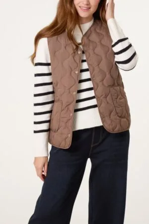 Coffee Colour Padded Gilet
