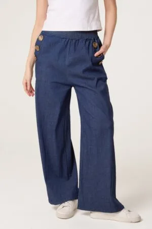 Three Gold Button Denim Trousers