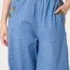 Three Button Denim Culotte Trousers