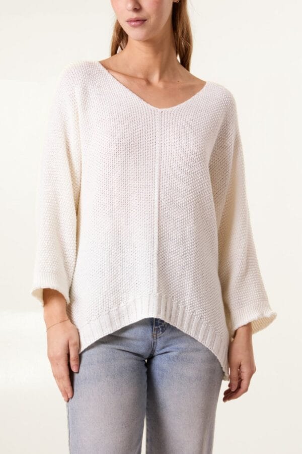 Batwing Oversized V-Neck Jumper
