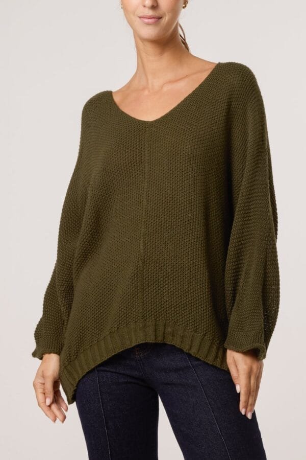 Batwing Oversized V-Neck Jumper