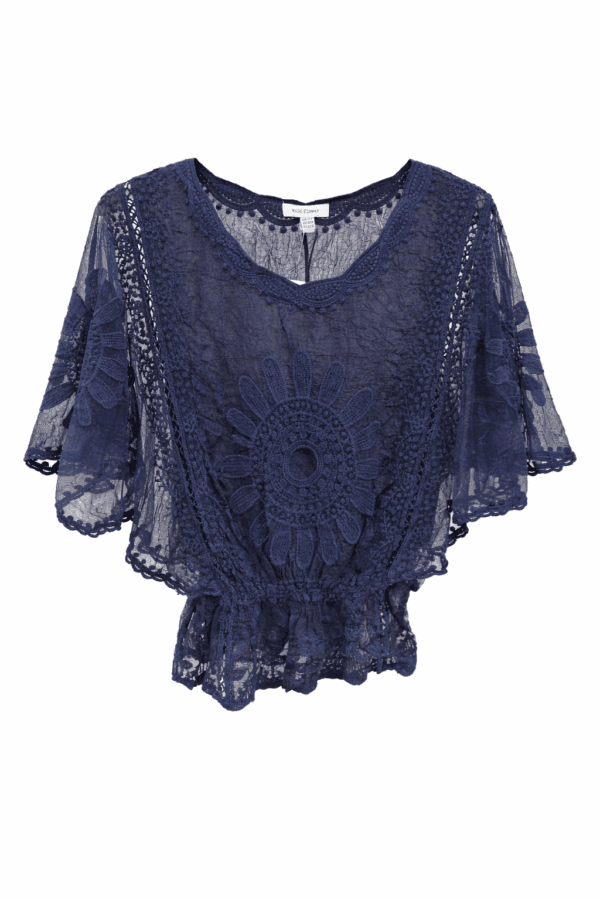 Floral Lace Butterfly Sleeve Blouse