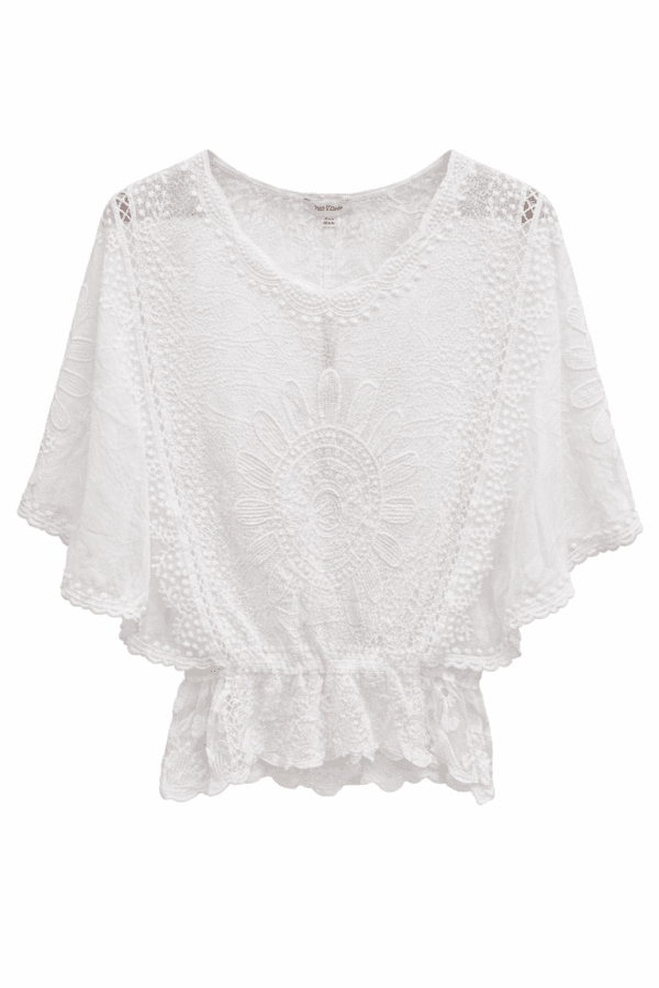 Floral Lace Butterfly Sleeve Blouse