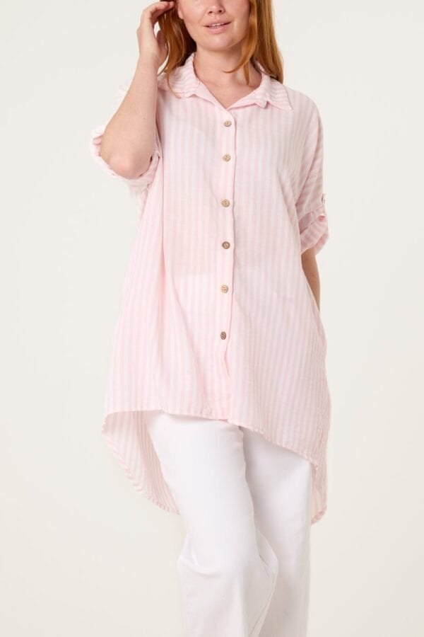 Cotton Blend Striped Oversized Shirt