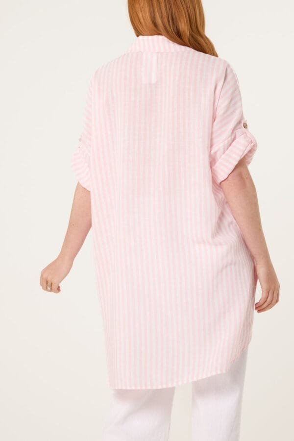 Cotton Blend Striped Oversized Shirt