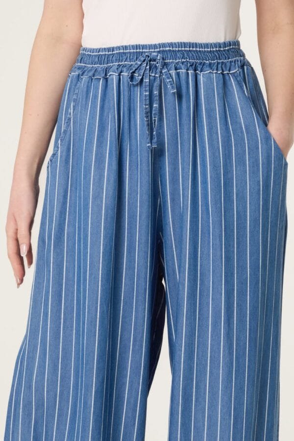 2026/02/1000402605.jpg Blue Tencel Striped Wide Leg Trousers