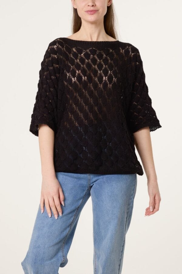 Teardrop Knit Short Sleeve Jumper