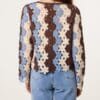 Blue & Mocha Crochet Flower Cardigan
