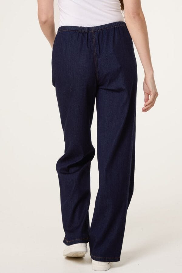 Drawstring Wide Leg Denim Trousers