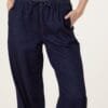 Drawstring Wide Leg Denim Trousers