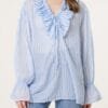 Pure Cotton Frill Striped Blouse