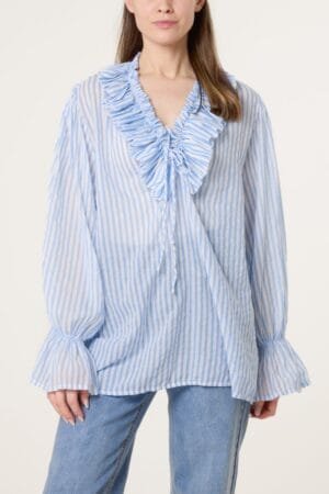 2026/02/1000402646.jpg Pure Cotton Frill Striped Blouse