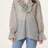 Pure Cotton Frill Striped Blouse