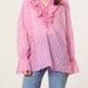 Pure Cotton Frill Striped Blouse