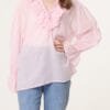 Pure Cotton Frill Striped Blouse