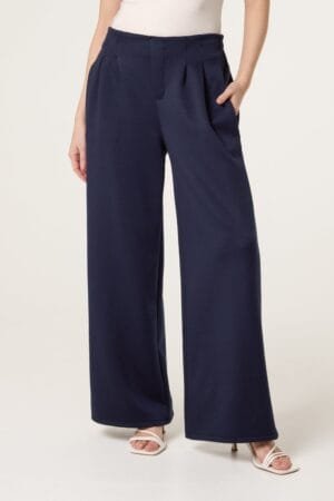 2026/02/1000402999.jpg Soft Touch Front Crease Wide Leg Trousers