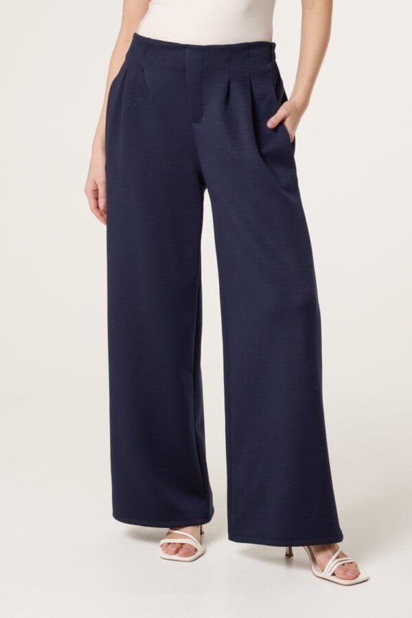 Soft Touch Front Crease Wide Leg Trousers
