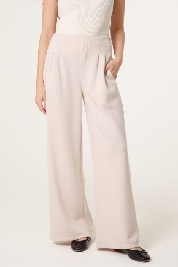 Soft Touch Front Crease Wide Leg Trousers