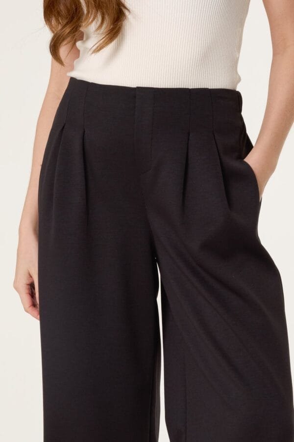 Soft Touch Front Crease Wide Leg Trousers