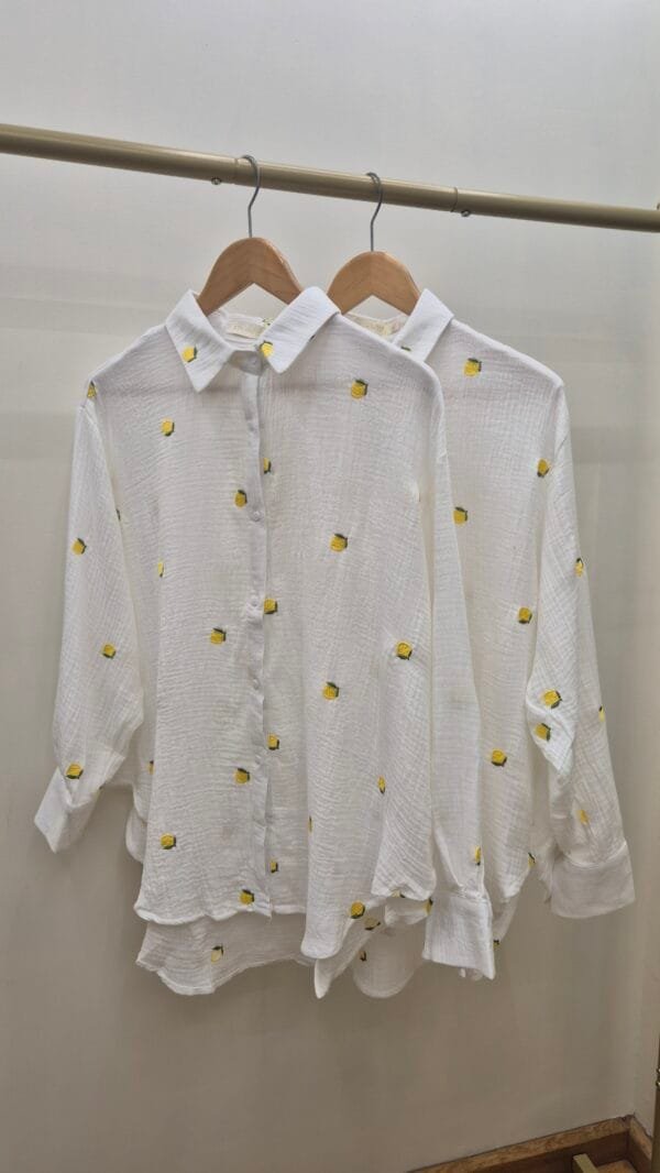 Lemon Embroidered Cotton Shirt