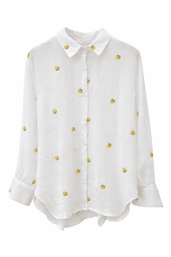 Lemon Embroidered Cotton Shirt