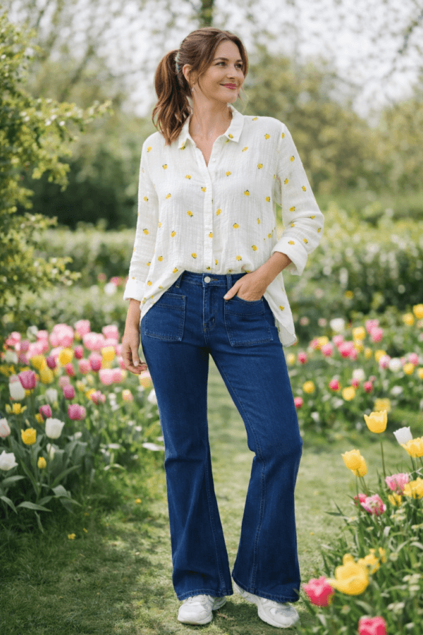 Lemon Embroidered Cotton Shirt