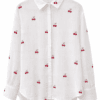 Cherry Embroidered Cotton Shirt