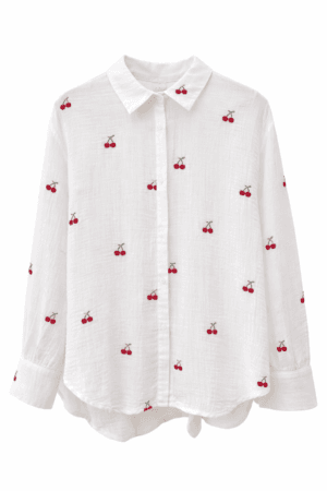 Cherry Embroidered Cotton Shirt