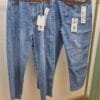 Light Wash Balloon Jeans with Tan Belt
