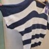 Navy & Cream Striped V Neck Short Sleeve Knit