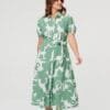 2026/03/1000409408.jpg Sage Floral Tie Waist Shirt Dress