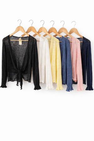 Lightweight Tie Front Knit Shrug Cardigan