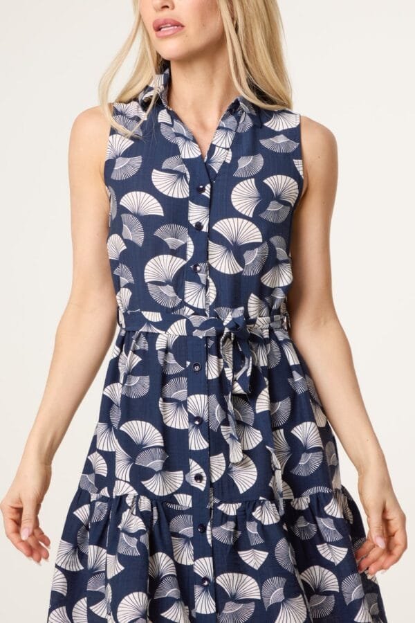 Godet Hem Sleeveless Shirt Dress