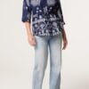 Navy Floral Cinch Tie Shirt