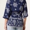 Navy Floral Cinch Tie Shirt