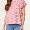 Flutter Sleeve Cotton Stripe T-Shirt