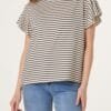 Flutter Sleeve Cotton Stripe T-Shirt