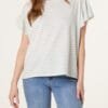 Flutter Sleeve Cotton Stripe T-Shirt