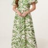 Green Brushstroke Midi Dress