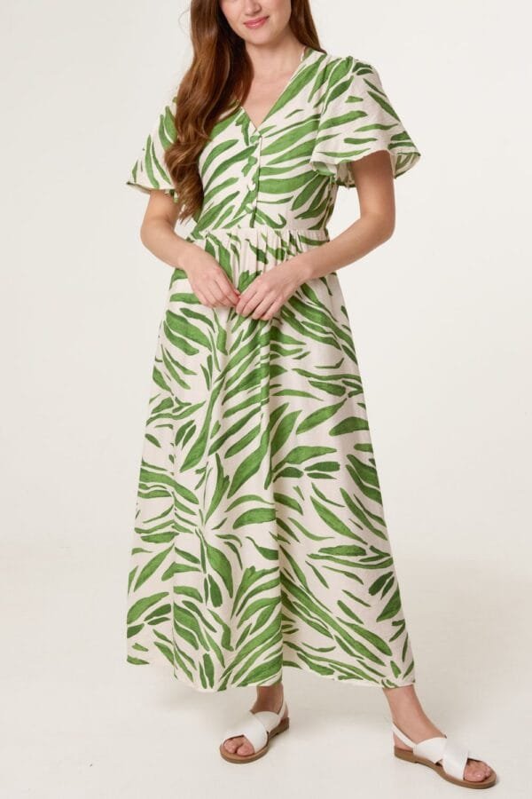 Green Brushstroke Midi Dress
