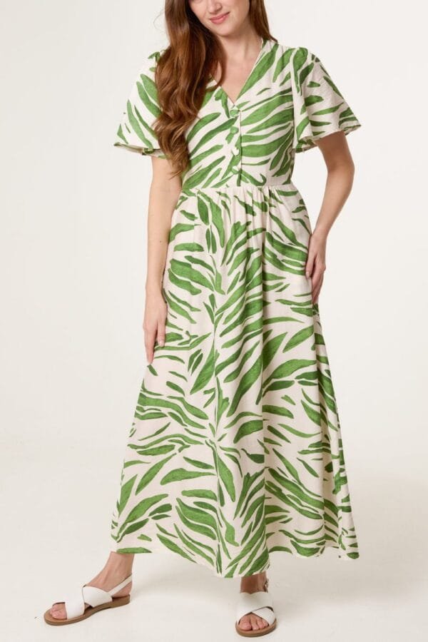 Green Brushstroke Midi Dress
