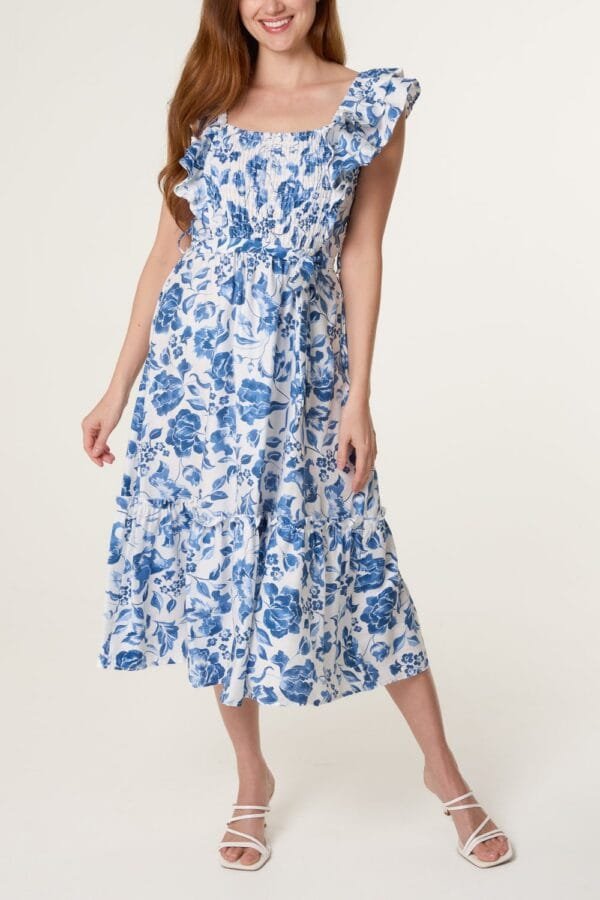 2026/03/1000412089.jpg Blue Floral Ruffle Midi Dress