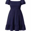 Navy Shirred Bust Smock Mini Dress