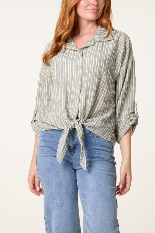 2026/03/1000412272.jpg Tie Front Stripe Cotton Blend Shirt