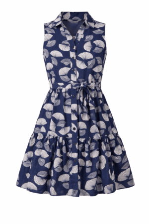 Godet Hem Sleeveless Shirt Dress