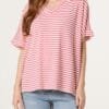 Pink & Blue Cotton Stripe V-Neck Top
