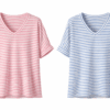 Pink & Blue Cotton Stripe V-Neck Top