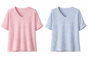 Pink & Blue Cotton Stripe V-Neck Top